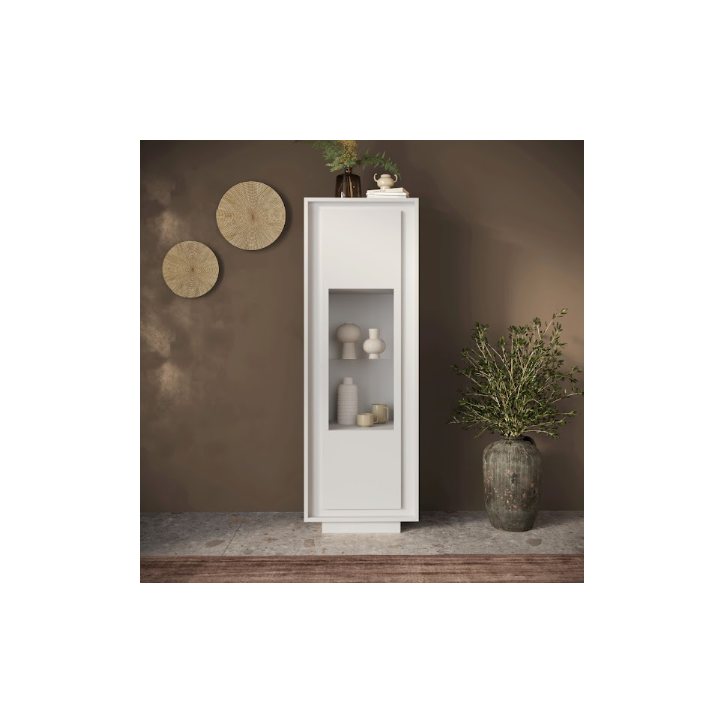 Vitrine SKY 1 porte – Blanc mat laqué